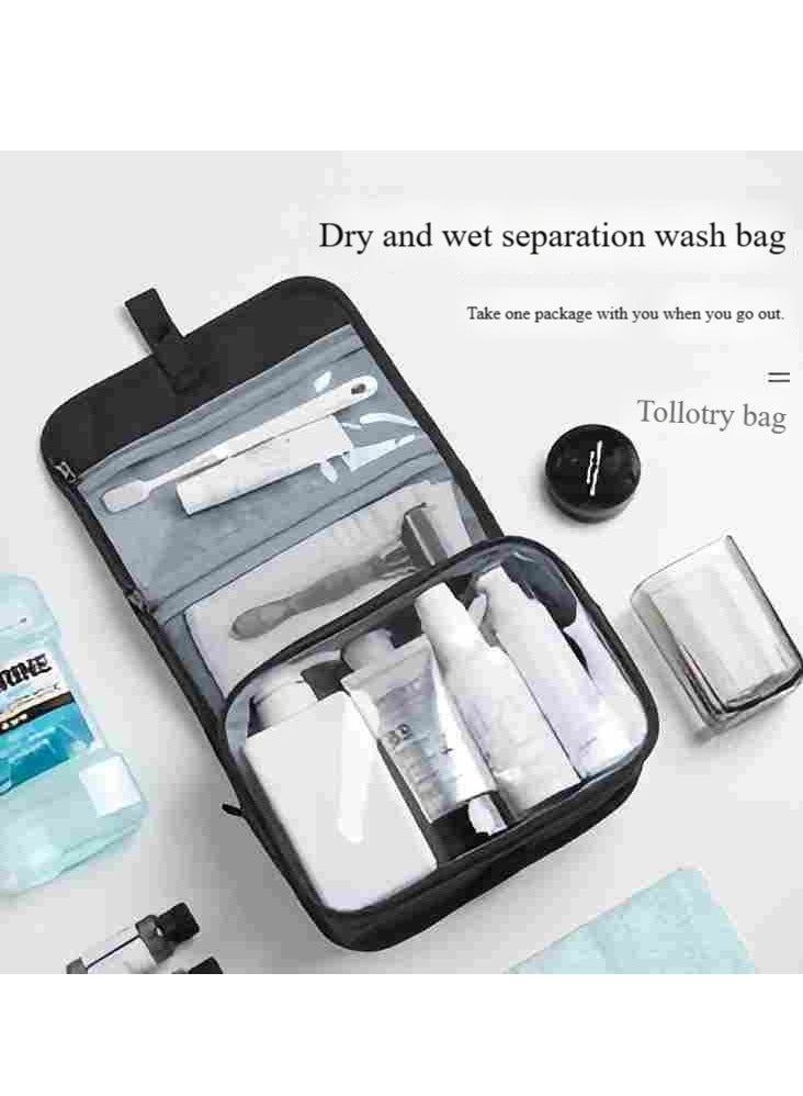 بابونا حقيبة أدوات تجميل معلقة مقاومة للماء بسعة كبيرة - حقيبة مستحضرات تجميل متعددة الأغراض للجنسين للسفر والاستخدام اليومي، إكسسوارات السفر (أسود) - Image 5